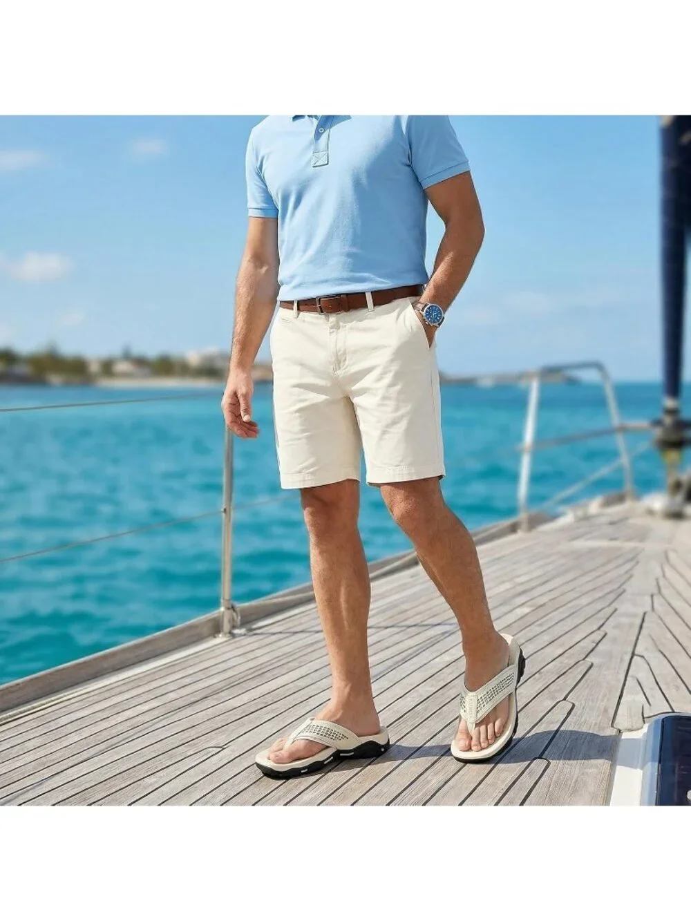 Men's White Beach Flip-Flops Water Casual Outdoor Athletic Thong Sandal Slipper